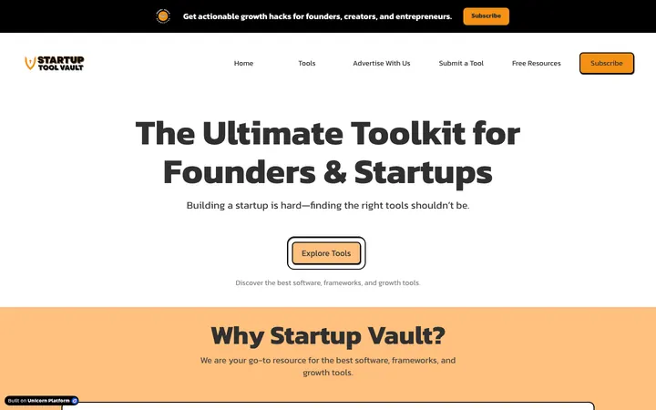 Startup Tool Vault website
