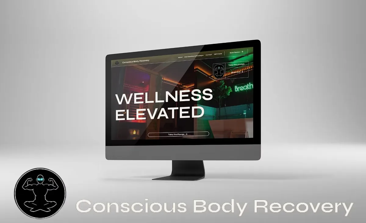 Conscious Body Recovery’s website on a desktop screen: “Wellness elevated”