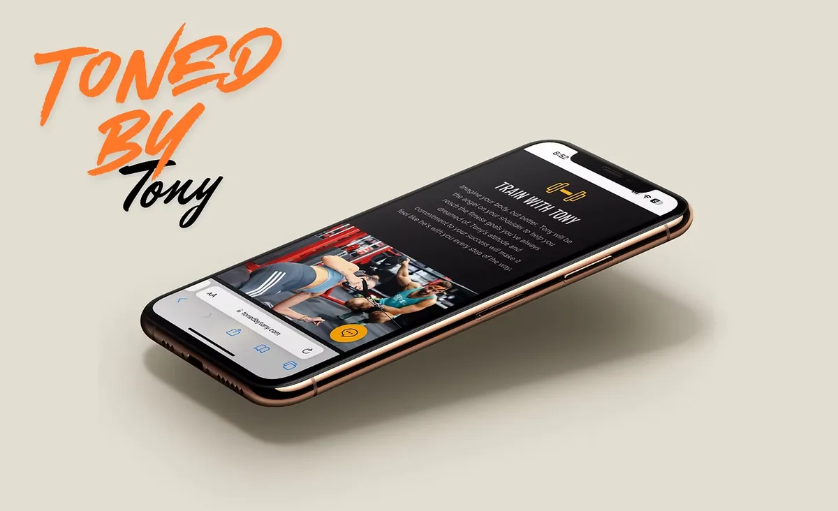 Toned by Tony’s booking site on a phone