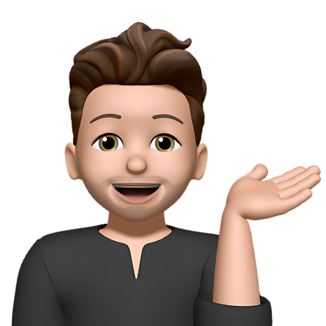 Patrick's Memoji holding out an open hand